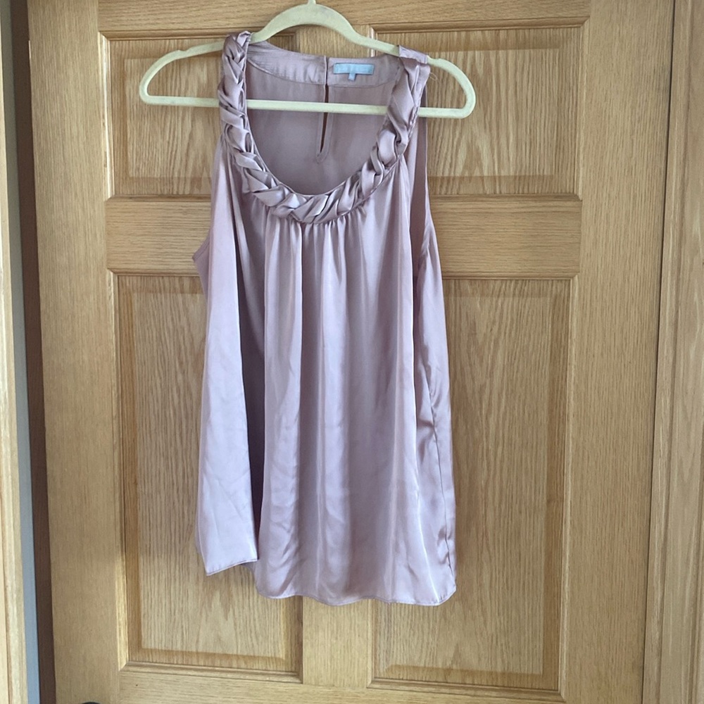 Plus size satin sleeveless blouse